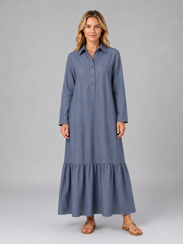 Estelle | Long Sleeve Dress with Relaxed Tiered Summer Fit