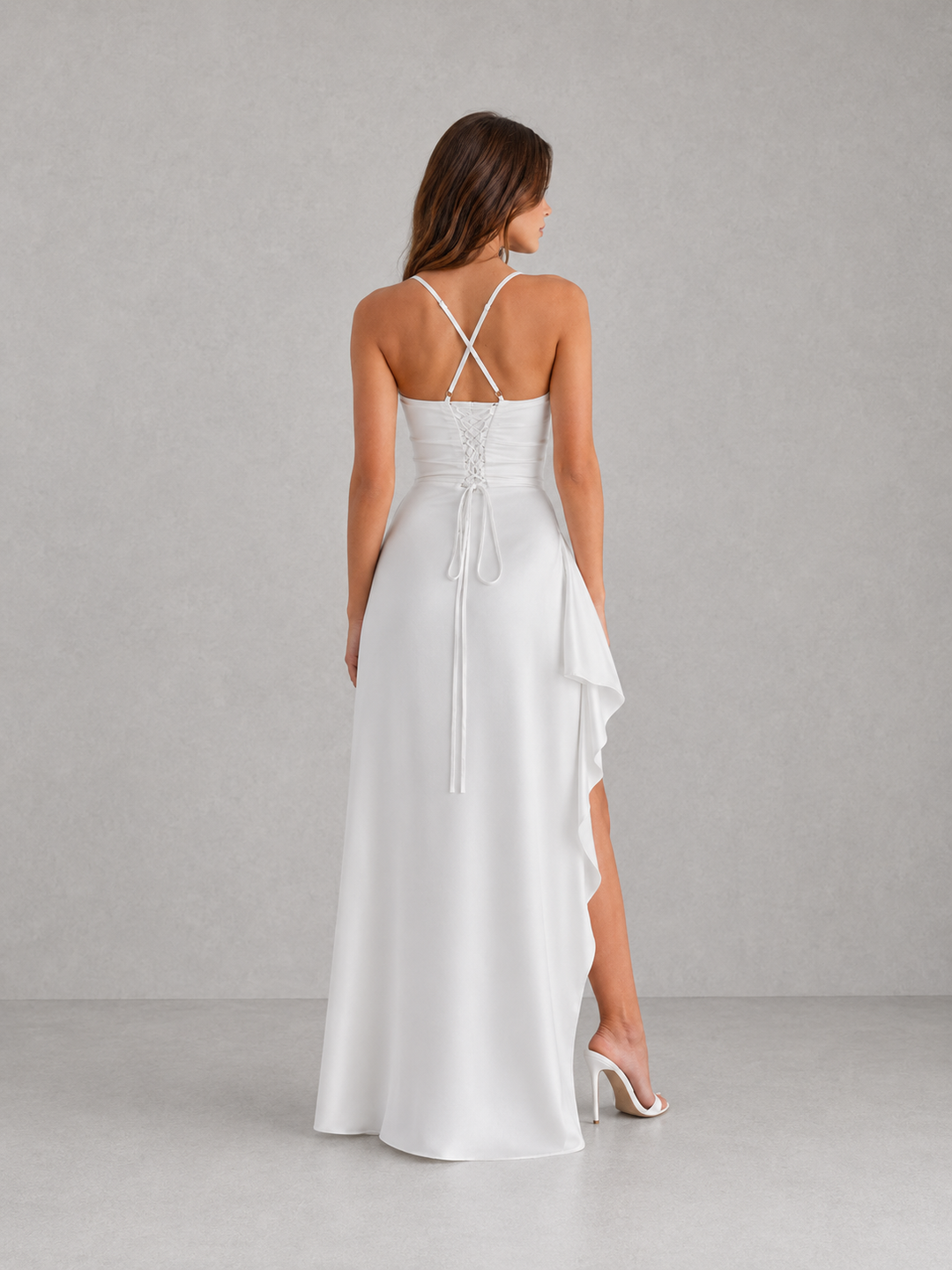 Cordelia | Draped Wedding Guest Maxi Dress with High Side Split