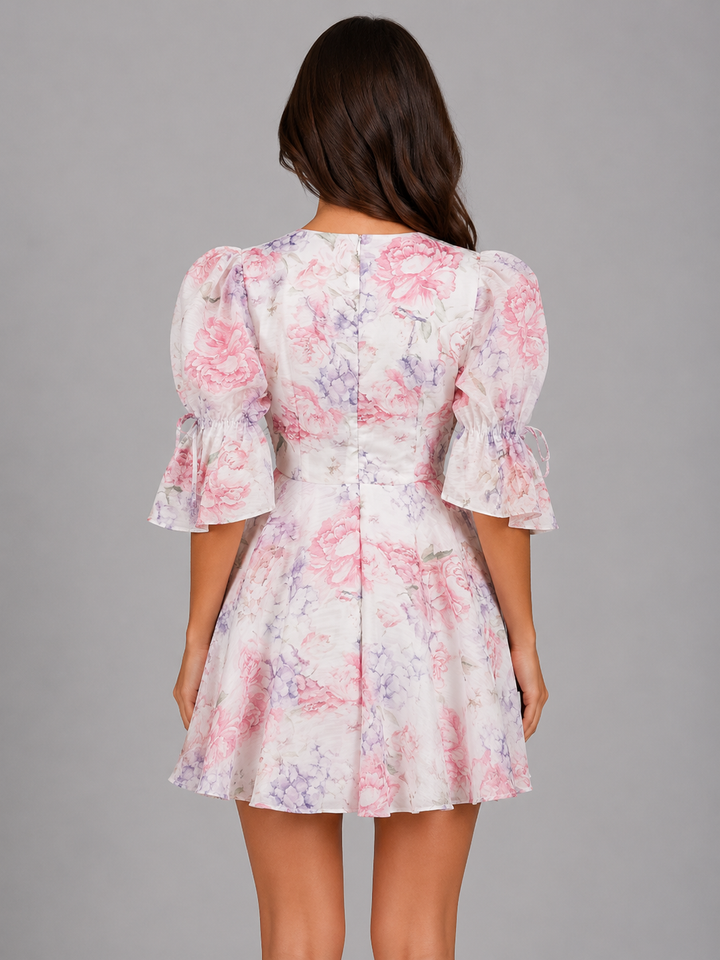 Carmen | Floral Mini Dress with Puff Sleeve