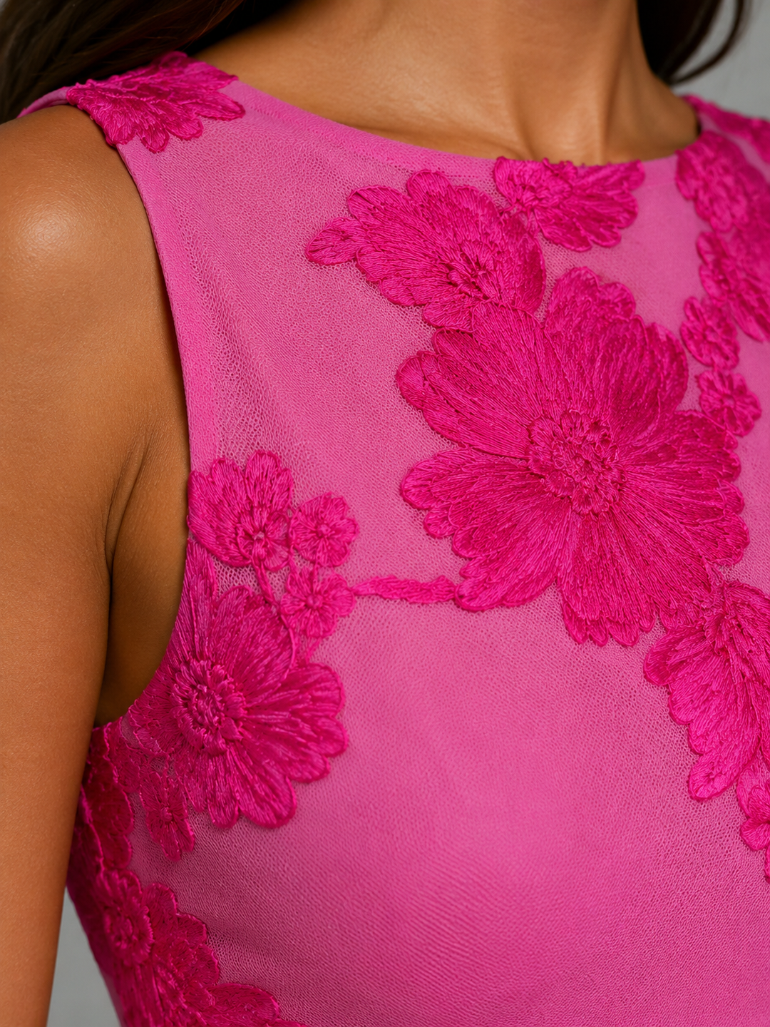 Genevieve | Floral Embroidered Maxi Dress with Fitted Silhouette