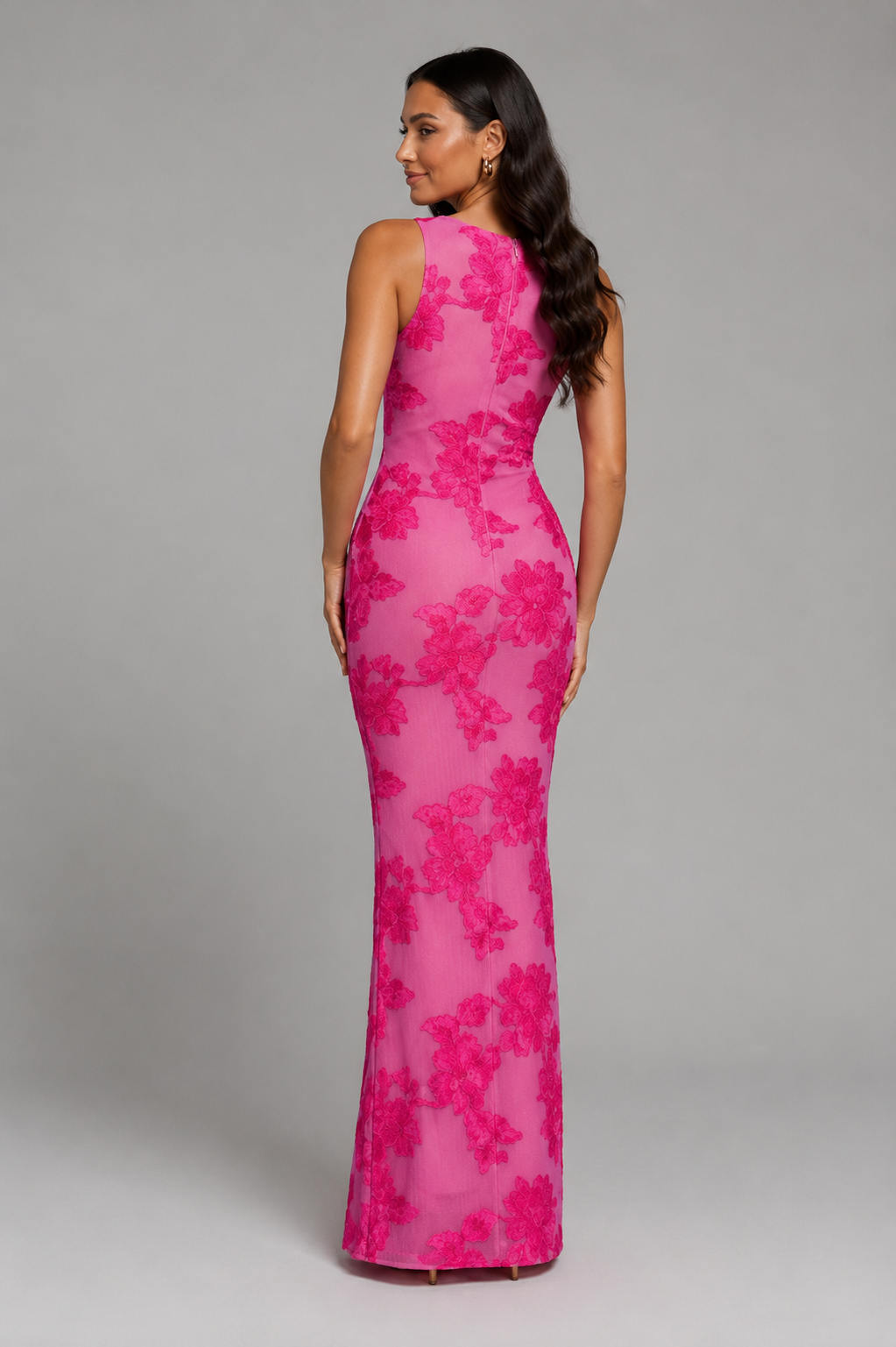Genevieve | Floral Embroidered Maxi Dress with Fitted Silhouette