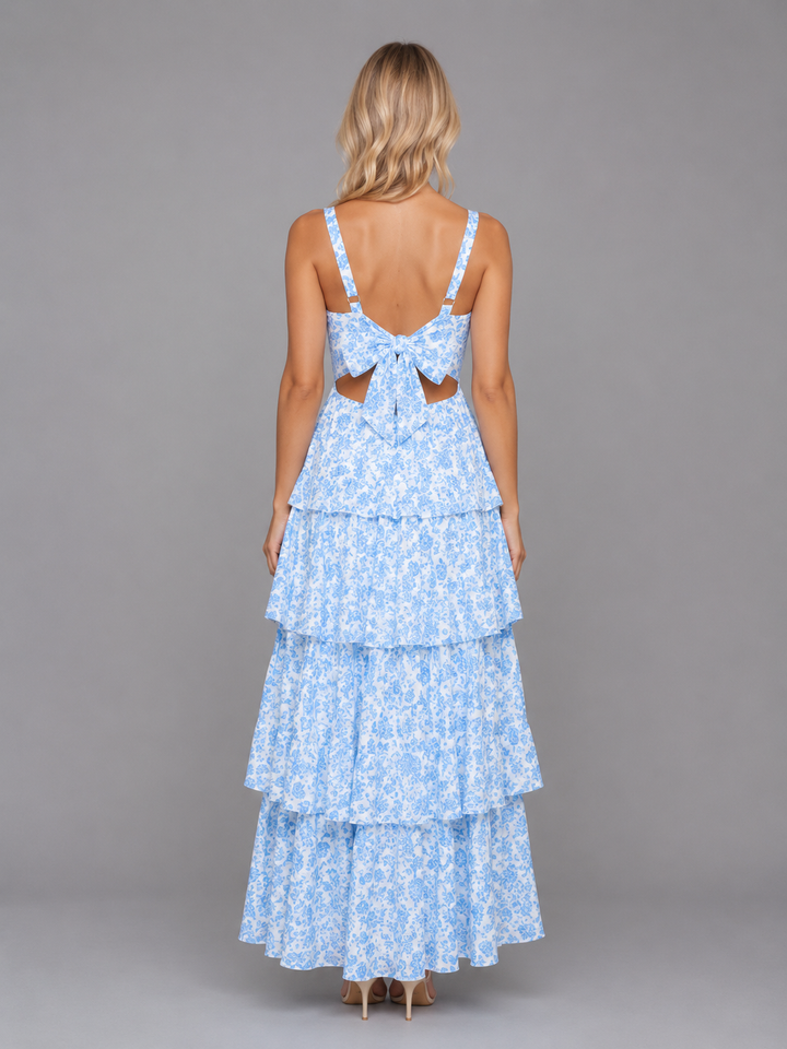 Faustine | Floral Dress with Tiered Skirt