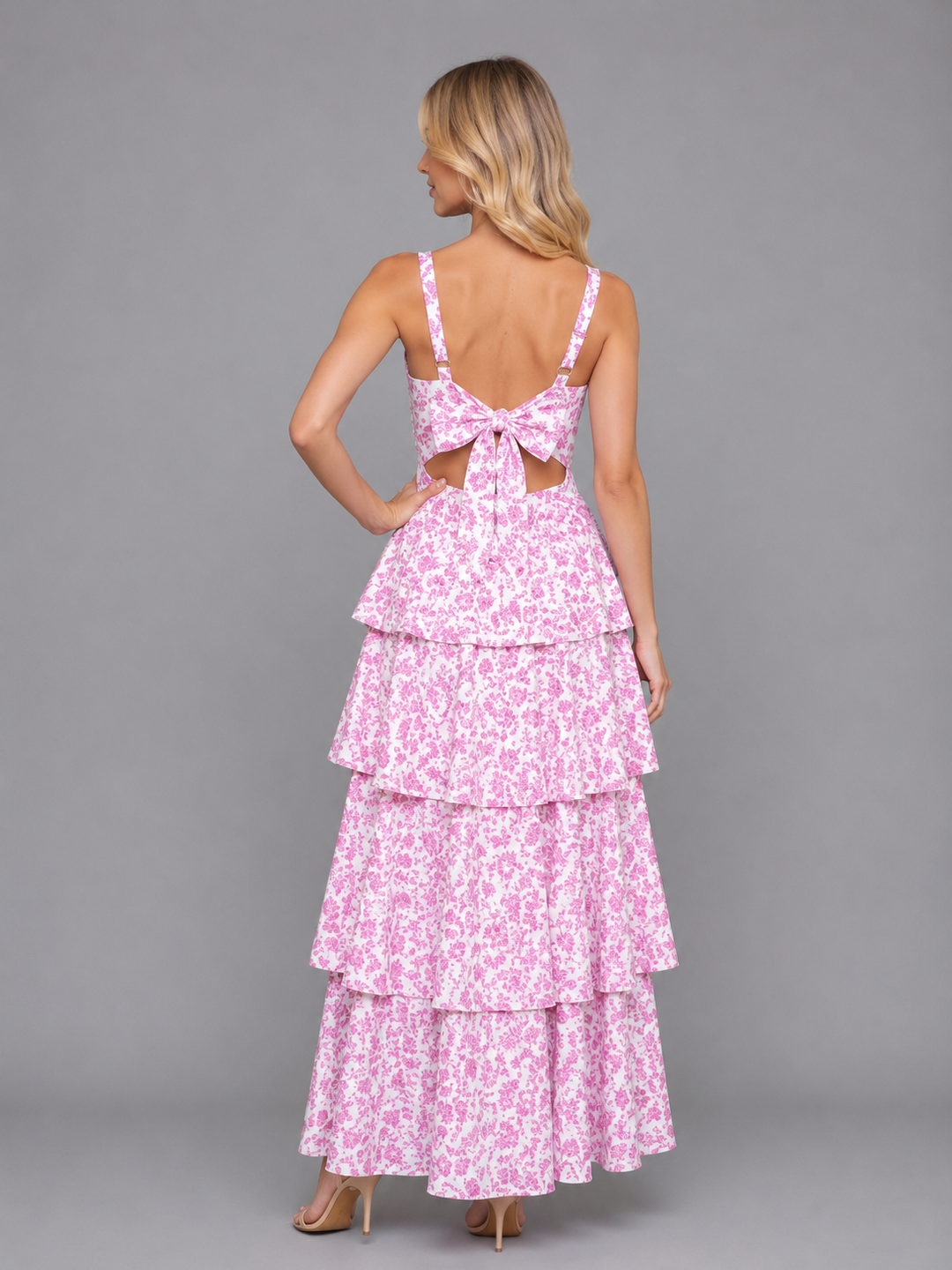 Faustine | Floral Dress with Tiered Skirt