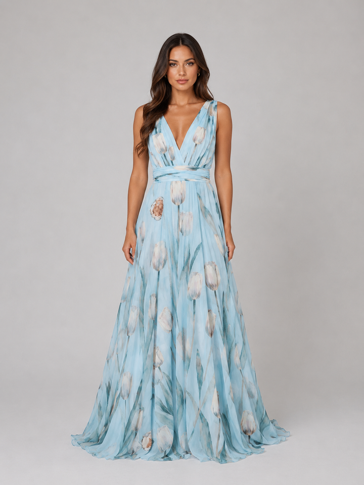 Leonie | Floral Maxi Dress with Cinched Waist