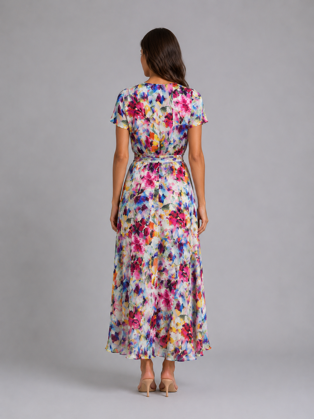 Elodie | Floral Midi Dress with Tie Waist