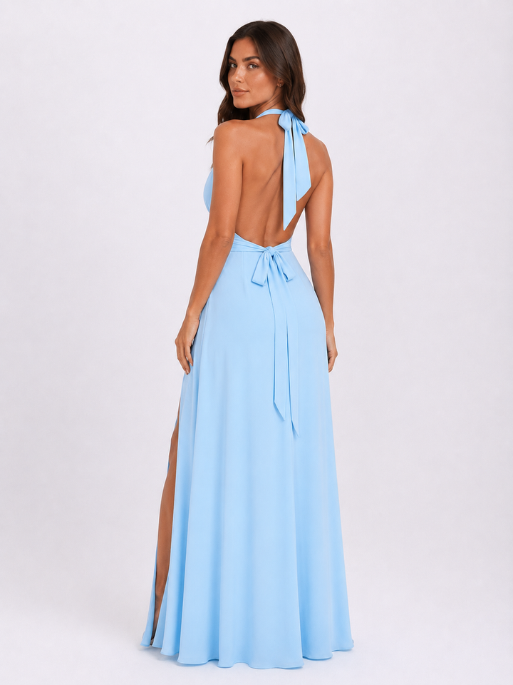 Harriet | Halterneck Maxi Dress with Side Split