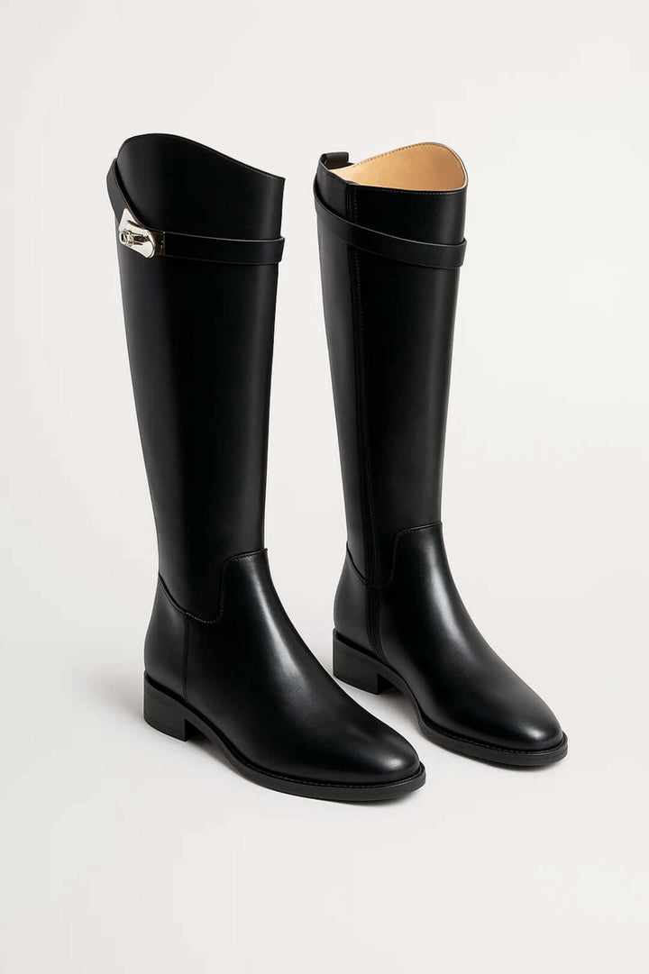 Zora | Knee-High Boots with Buckle Strap Detail