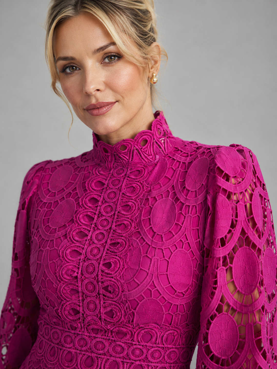 Hermione | Lace Midi Dress with Long Sleeves