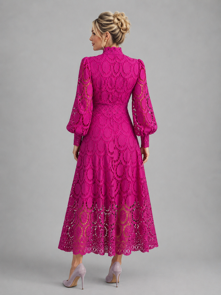 Hermione | Lace Midi Dress with Long Sleeves