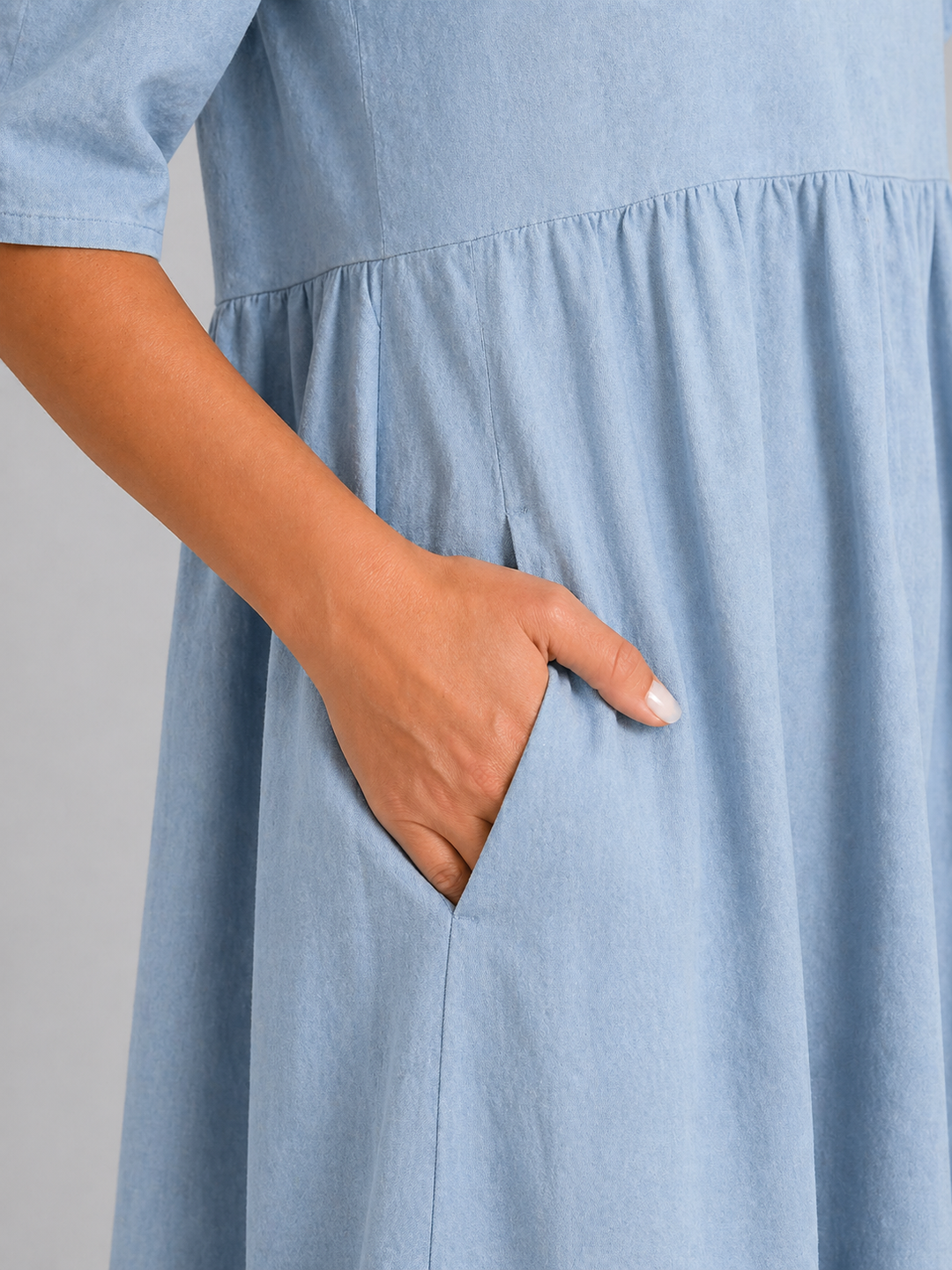 Imogen | Short Sleeve Midi Dress with Waist Fit