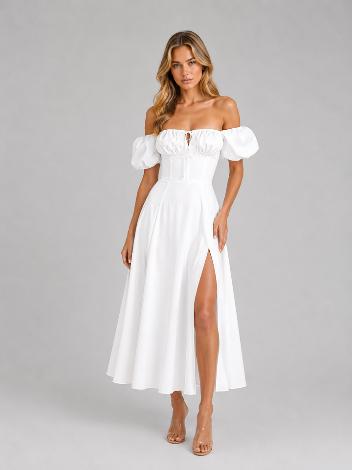 Liliane | Corset Midi Dress with Thigh Split