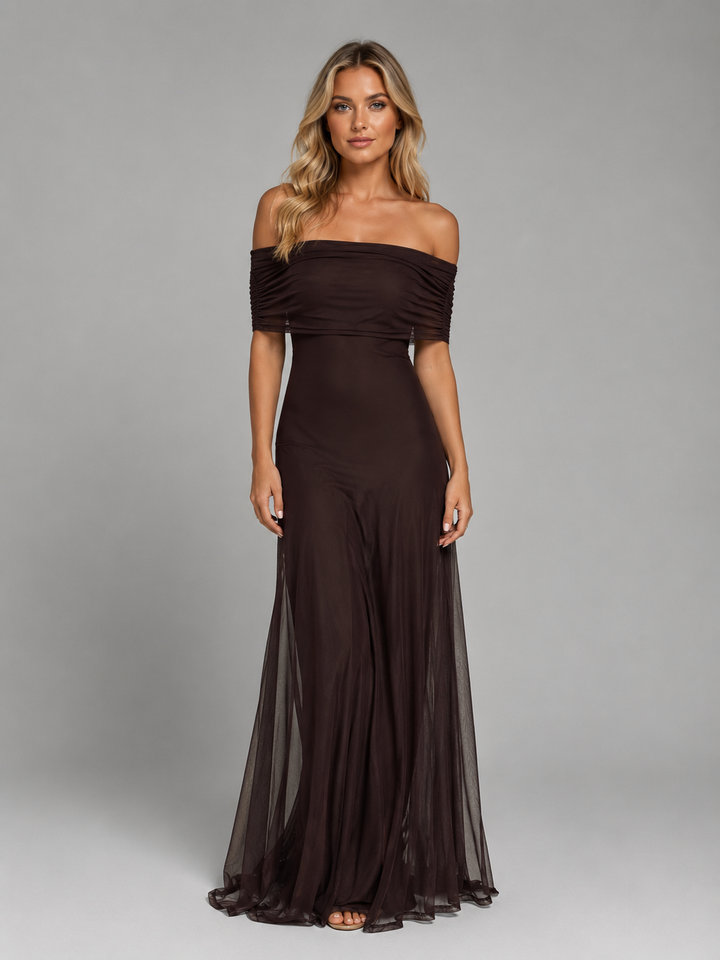 Bianca | Off-Shoulder Maxi Dress with Fitted Bodice