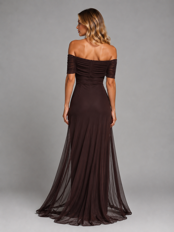 Bianca | Off-Shoulder Maxi Dress with Fitted Bodice