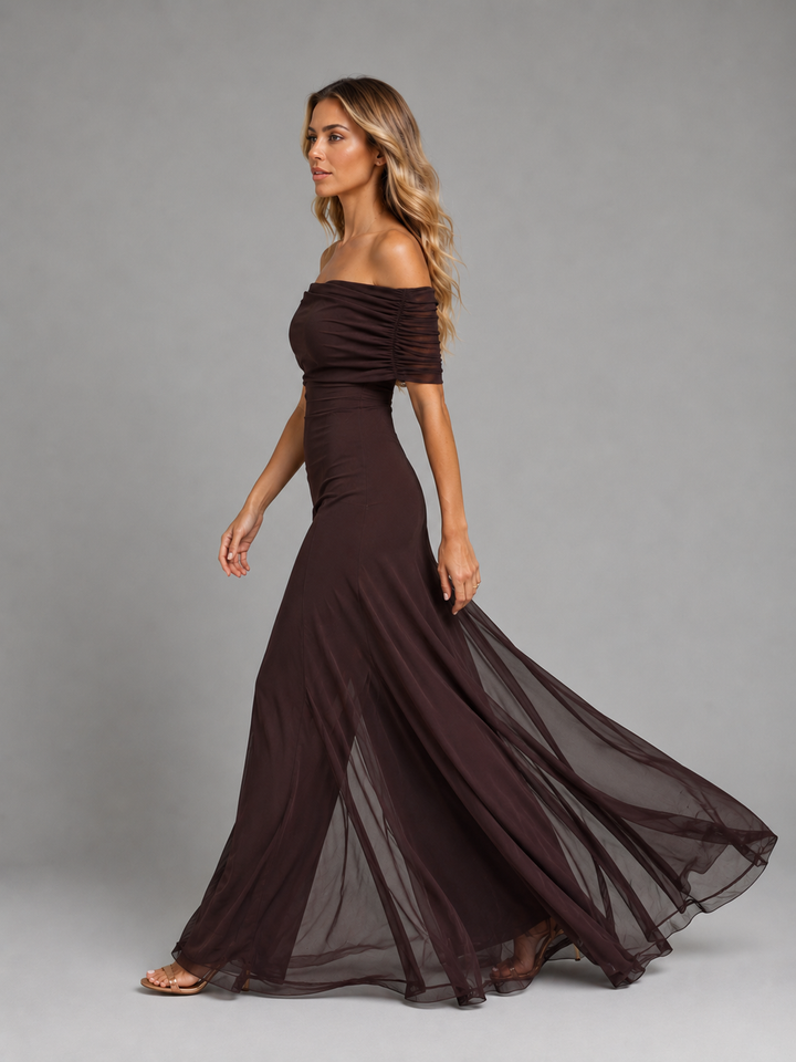 Bianca | Off-Shoulder Maxi Dress with Fitted Bodice