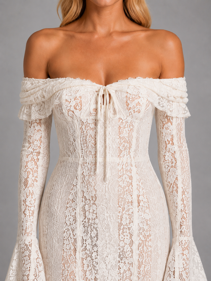 Madeleine | Textured Maxi Dress with Off-Shoulder Cutout