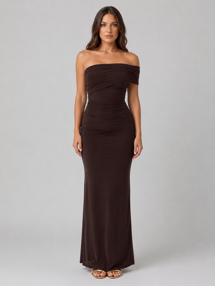 Paloma | Ruched Dress with Asymmetric Maxi Fit