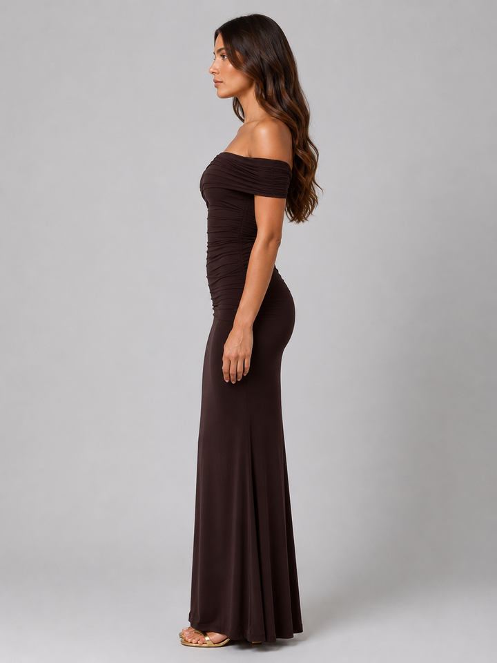 Paloma | Ruched Dress with Asymmetric Maxi Fit