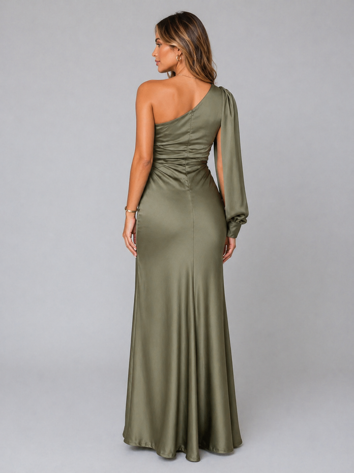 Mathilde | One-Shoulder Maxi Dress - Draped with Side Slit