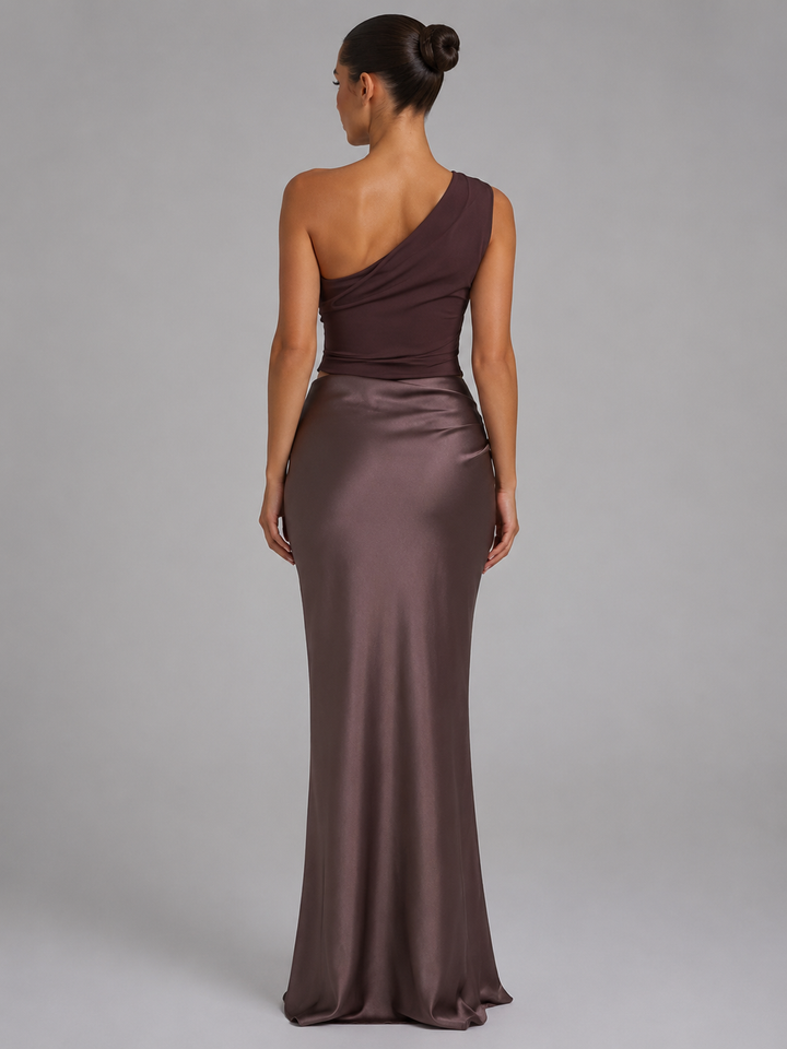 Hermione | One-Shoulder Maxi Dress with Draped Waist