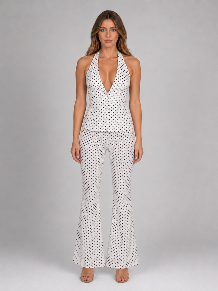 Georgina | Polka Dot Co-Ord Top and Wide Leg Pants