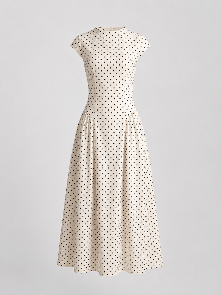 Esme | Polka Dot Dress with Cap Sleeves - A-Line Silhouette