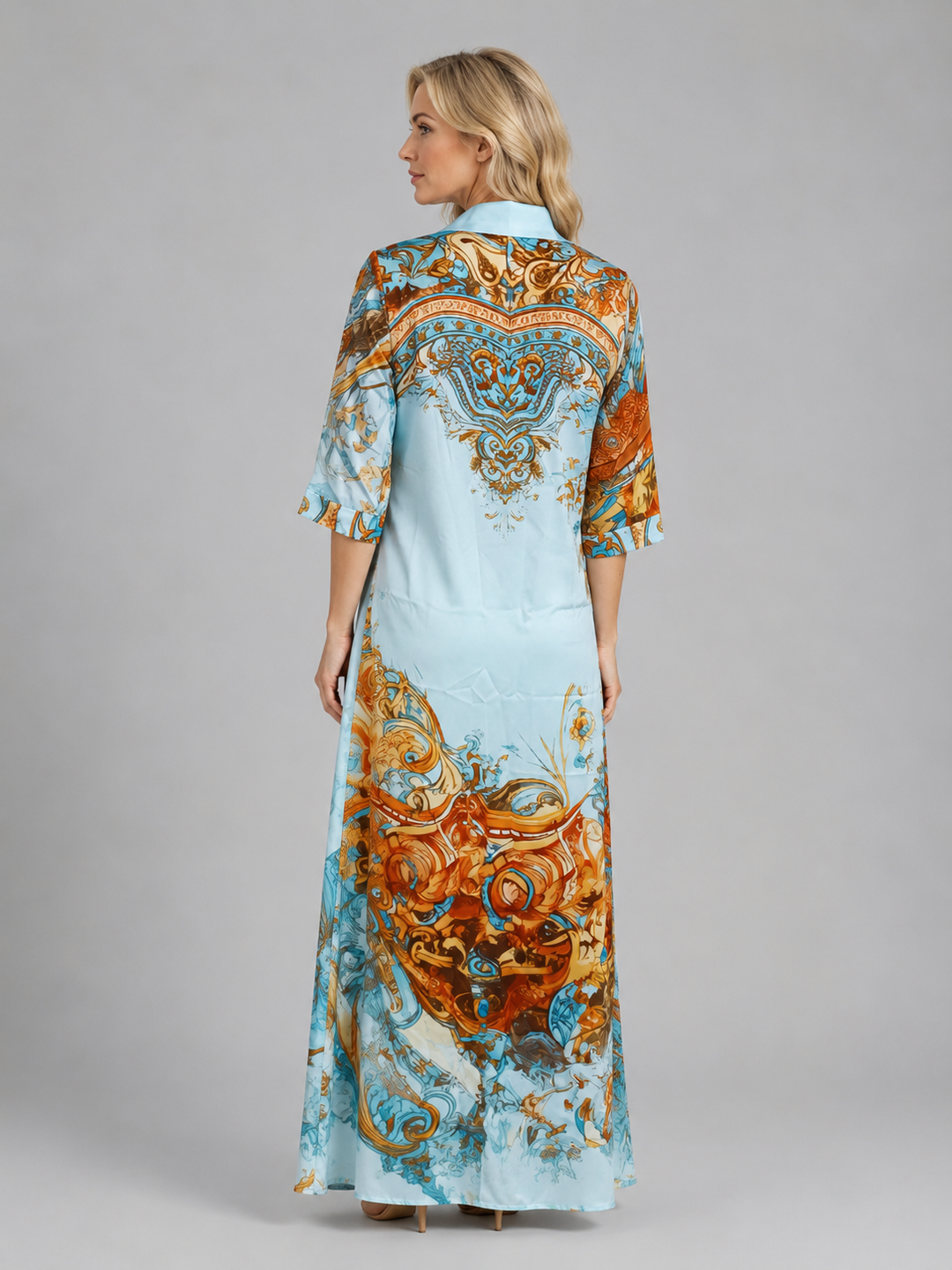 Eleonore | Baroque Wedding Guest Maxi Dress with Button Front