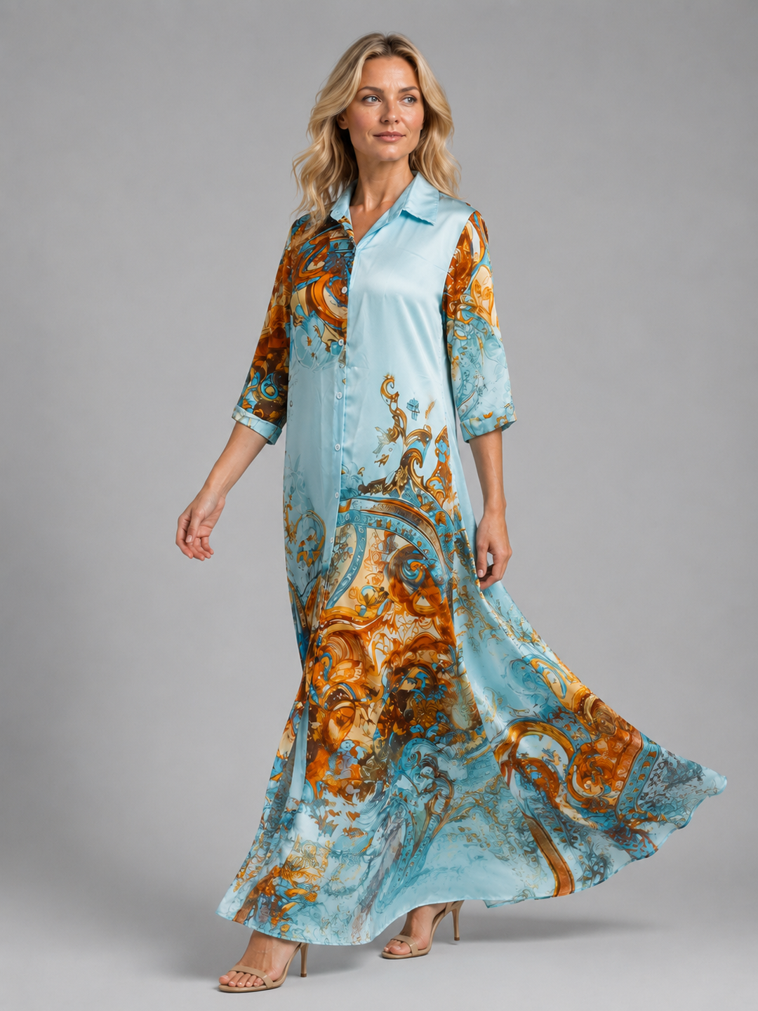 Eleonore | Baroque Wedding Guest Maxi Dress with Button Front