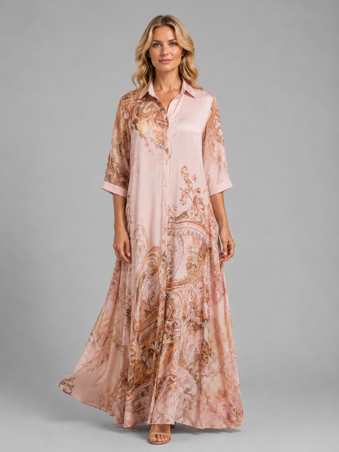 Eleonore | Baroque Wedding Guest Maxi Dress with Button Front