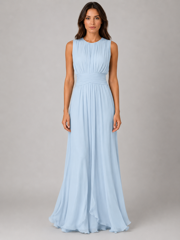 Thomasin | Gathered Maxi Dress with High Neckline