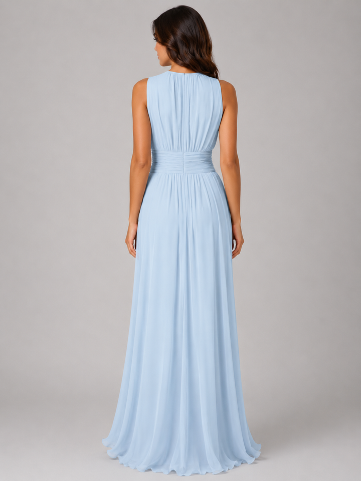 Thomasin | Gathered Maxi Dress with High Neckline