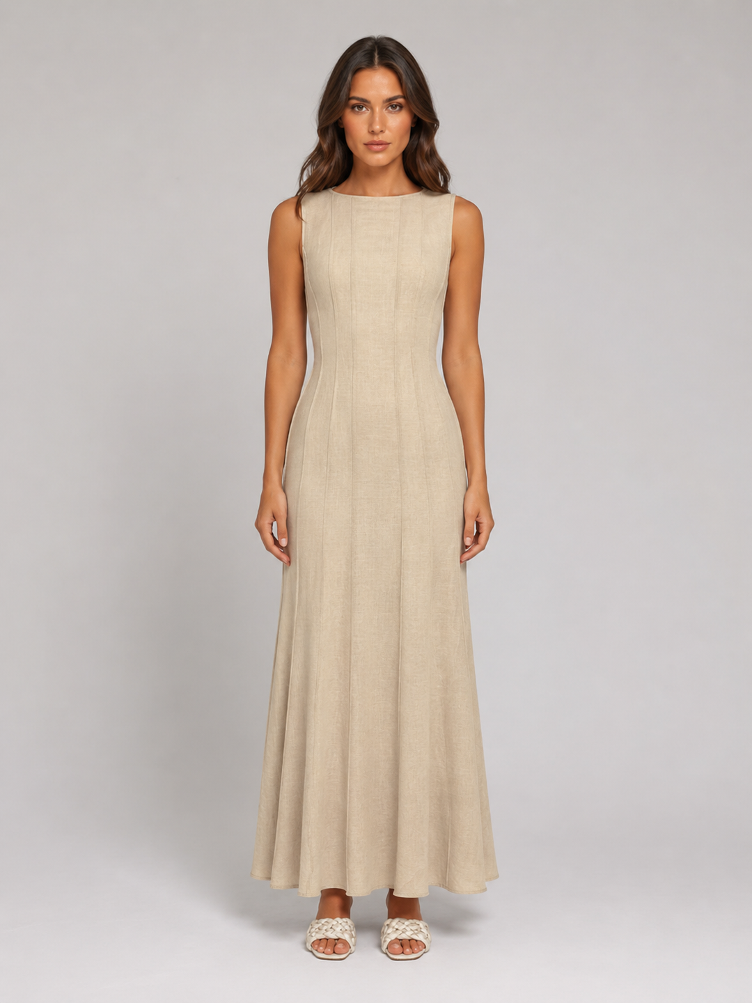 Verity | Ruched Sleeveless Dress with A-Line Fit