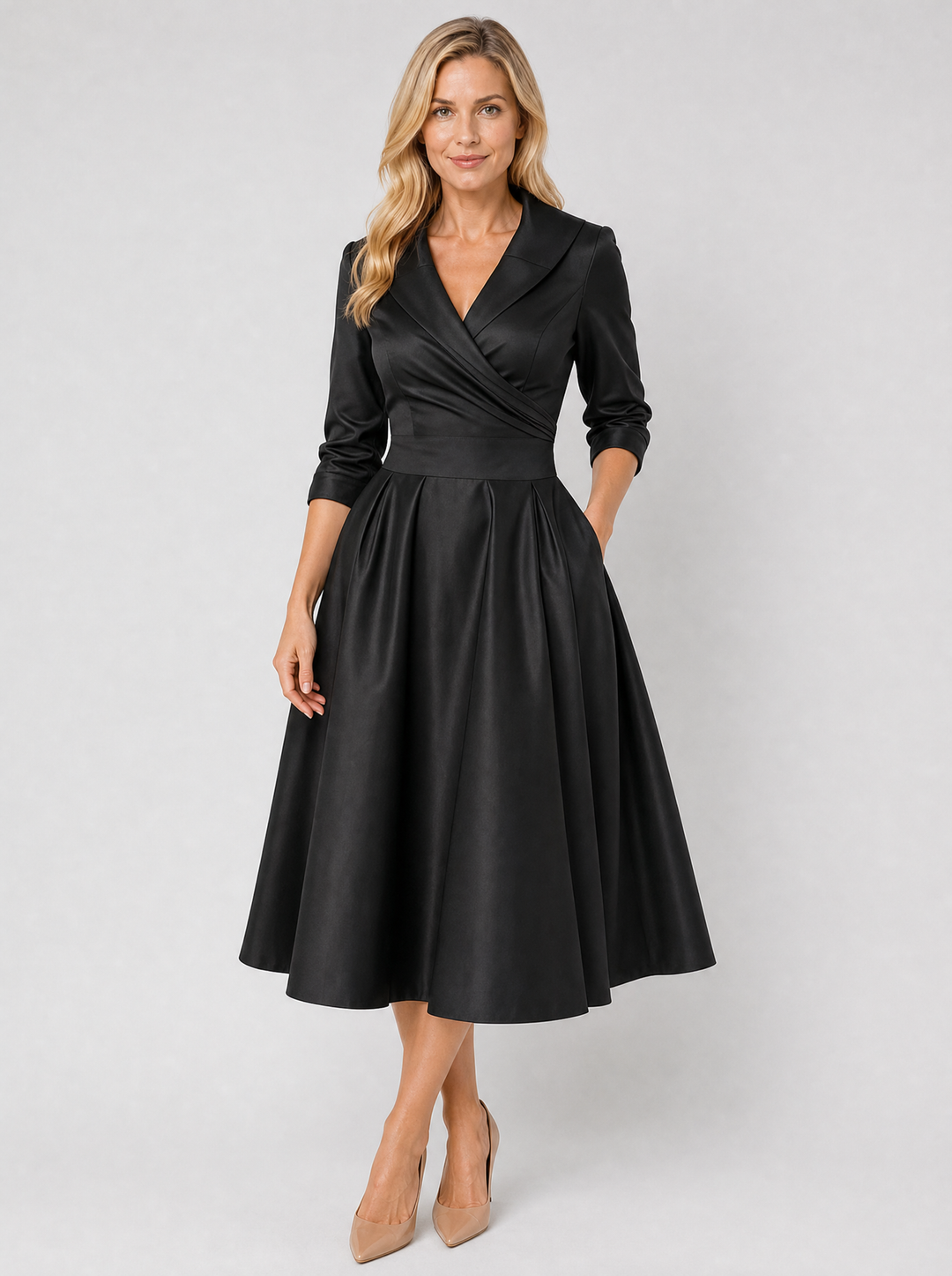 Manon | Pleated Midi Dress with Wrap Front
