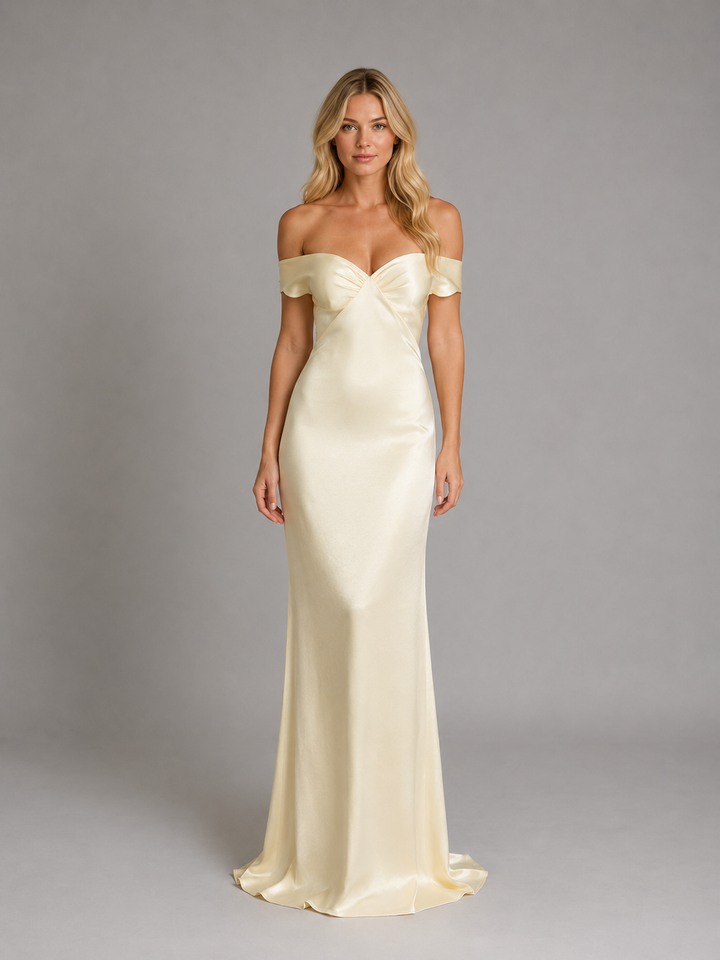Blanche | Off-Shoulder Maxi Dress with Draped Bodice