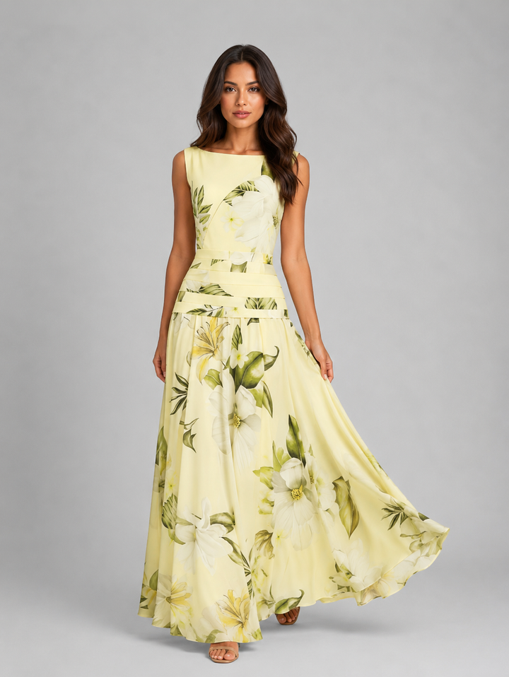 Emmanuelle | Floral Maxi Dress with Defined Waist