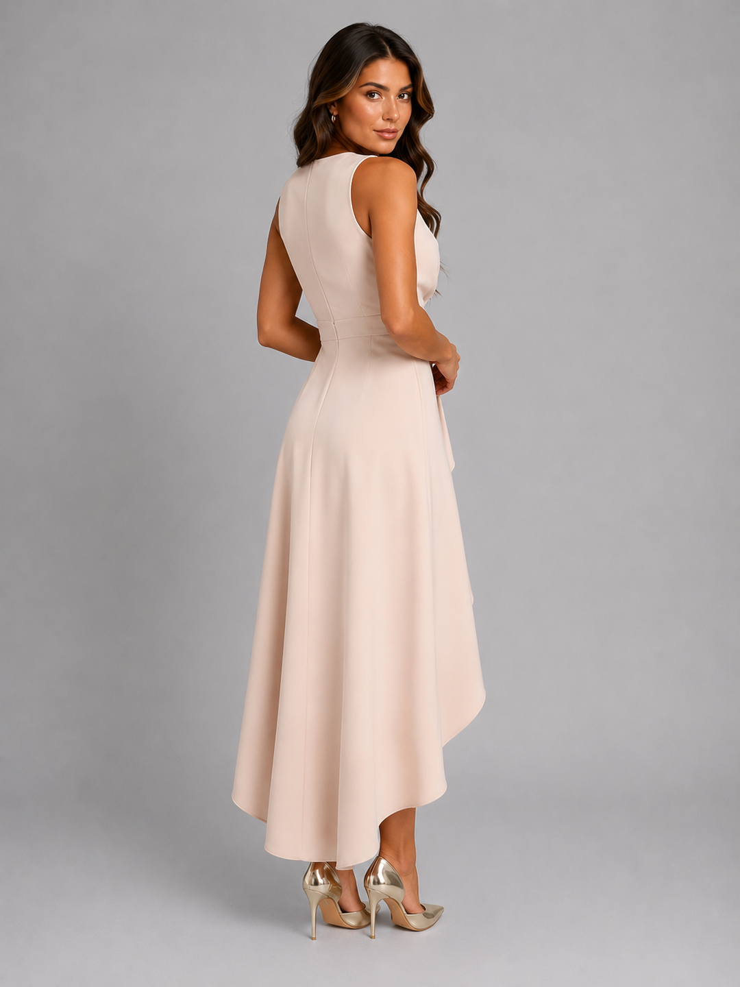 Odette | Sleeveless V-Neck Wrap Maxi Dress with Asymmetrical Hem
