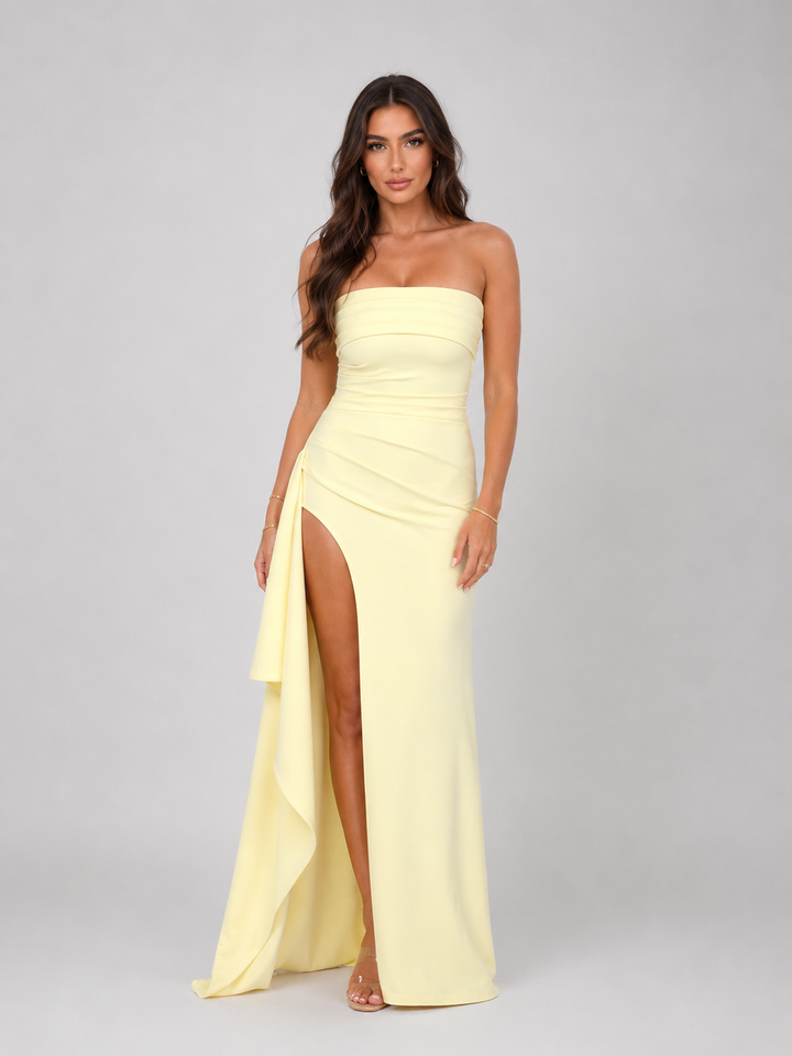 Georgina | Strapless Maxi Dress with Thigh Split