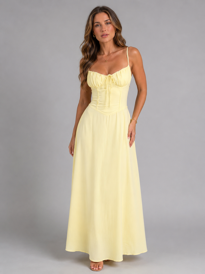 Bellamy | Strappy Wedding Guest Maxi Dress with Fitted Bodice