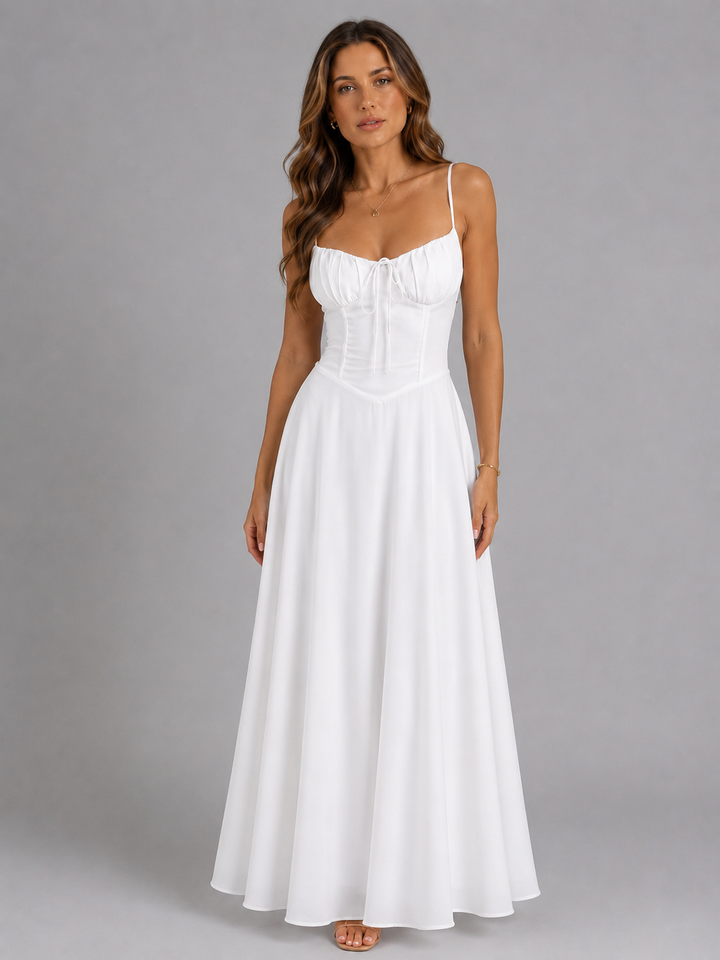 Bellamy | Strappy Wedding Guest Maxi Dress with Fitted Bodice