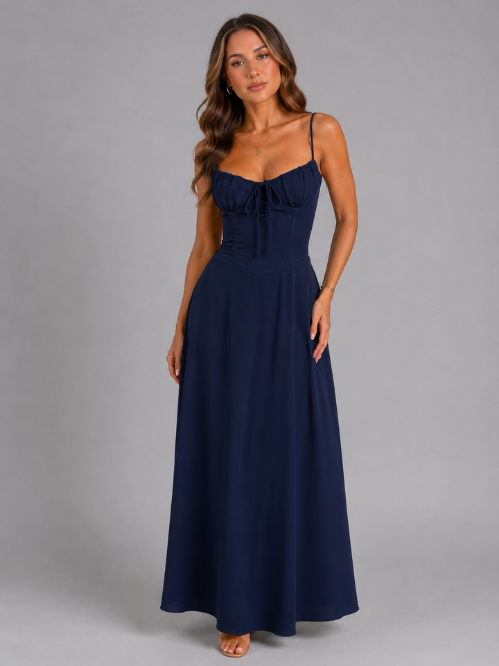 Bellamy | Strappy Wedding Guest Maxi Dress with Fitted Bodice