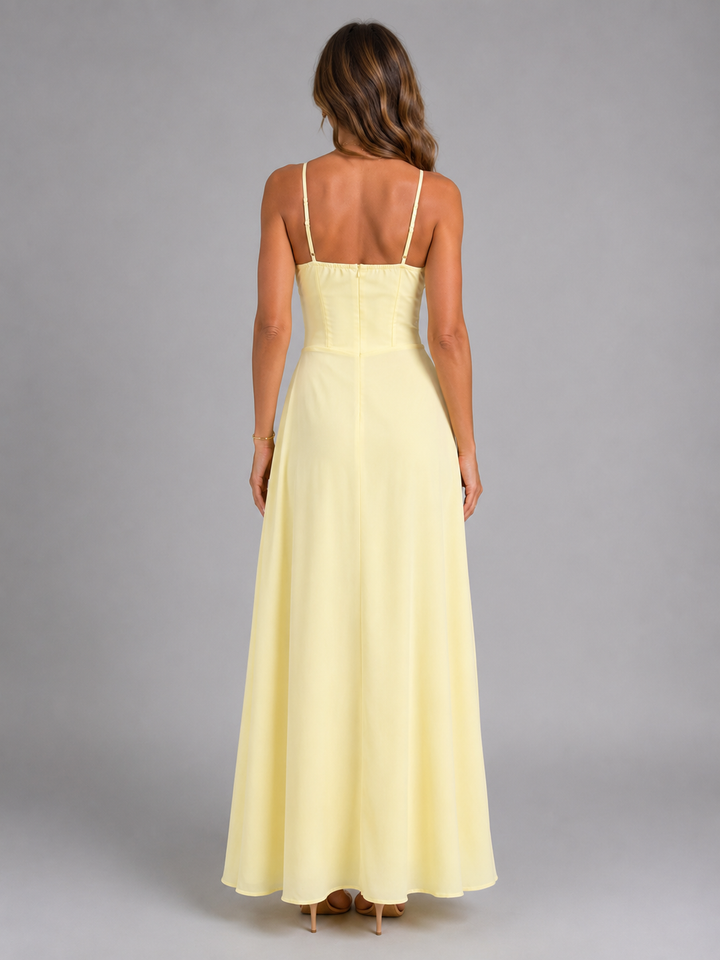 Bellamy | Strappy Wedding Guest Maxi Dress with Fitted Bodice