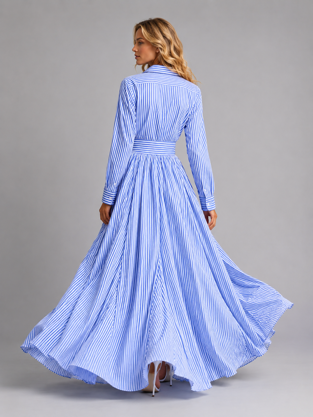 Emmeline | Striped Shirt Dress with Waist Belt