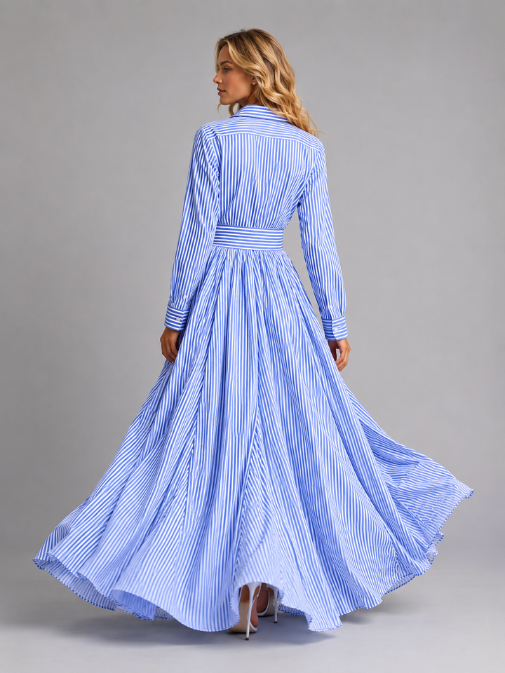 Emmeline | Striped Shirt Dress with Waist Belt