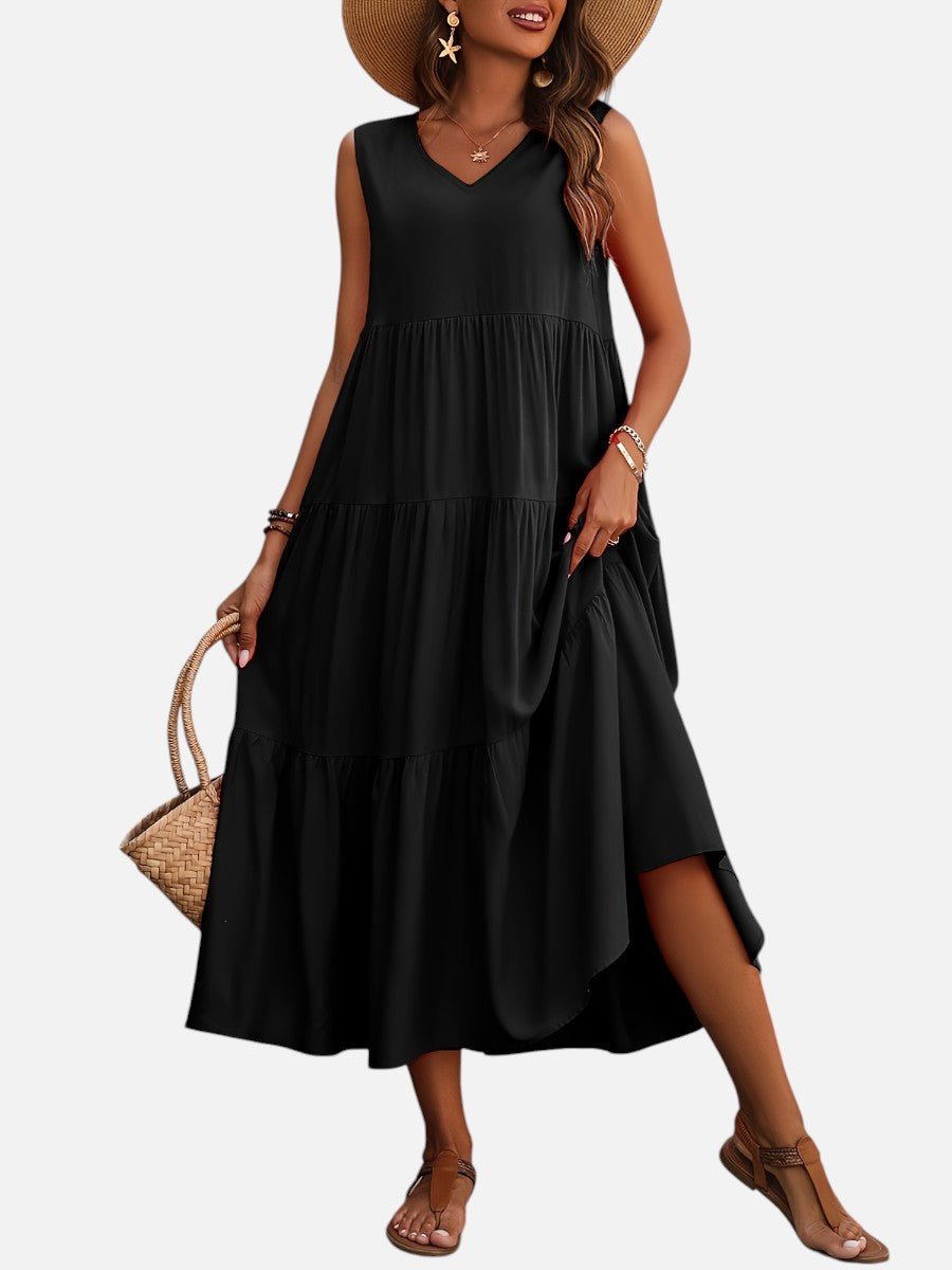 Aveline | Sleeveless Dress with Tiered Ruffle Cut
