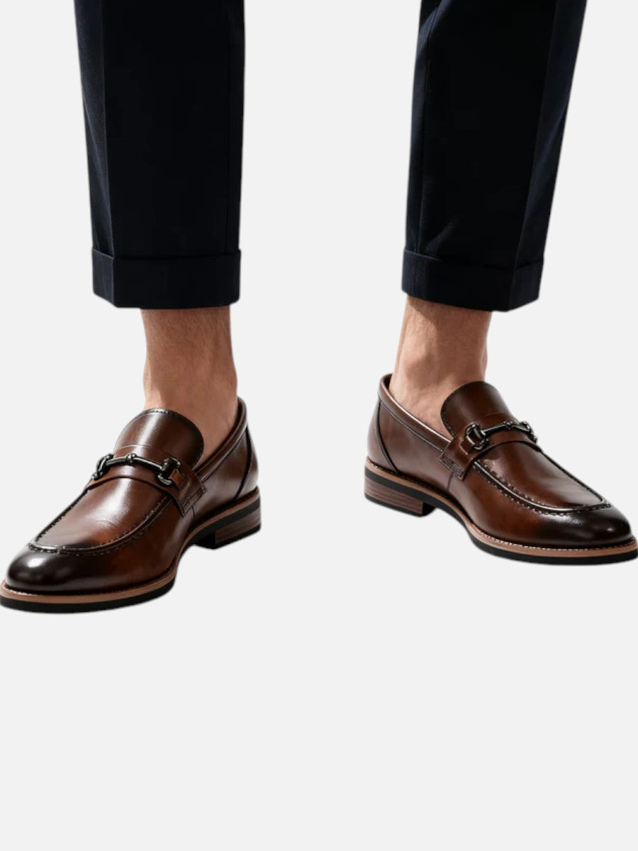 Miles | Polished Brown Loafers with Slip-On Comfort Fit