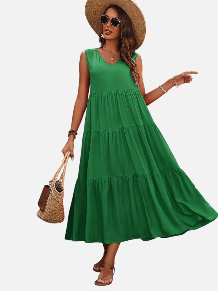 Aveline | Sleeveless Dress with Tiered Ruffle Cut
