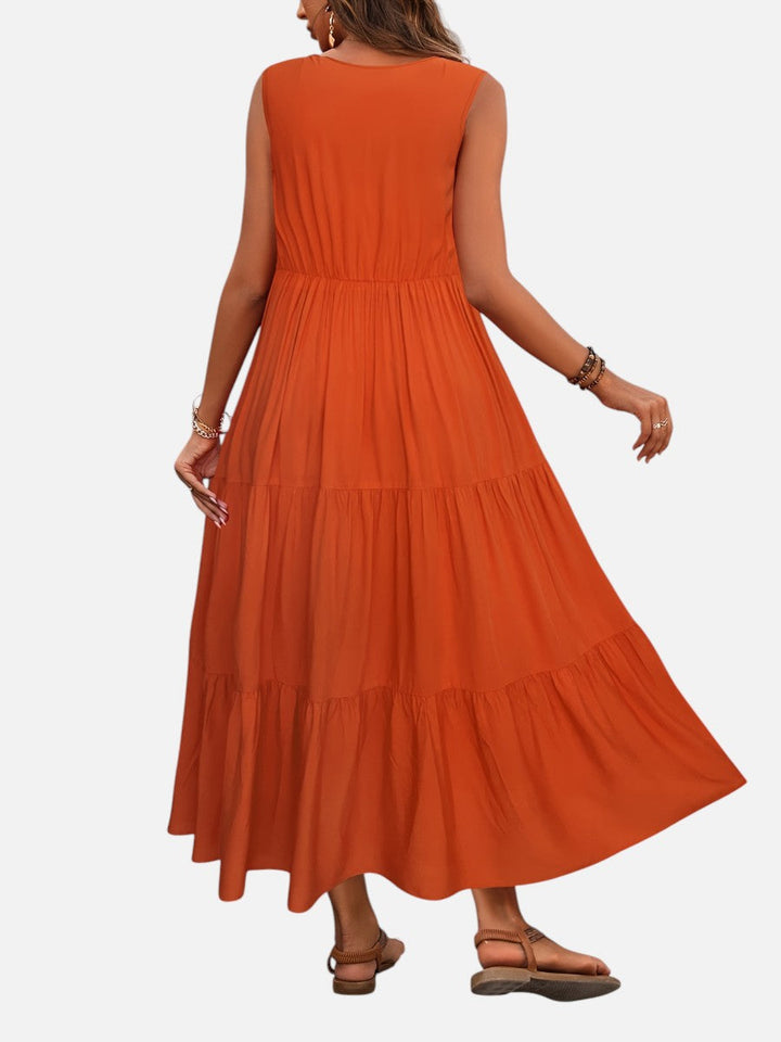 Aveline | Sleeveless Dress with Tiered Ruffle Cut