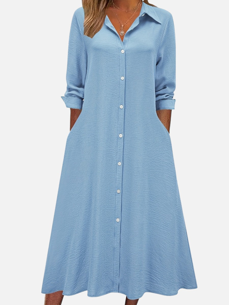 Katarina | Midi Shirt Dress with Button Front
