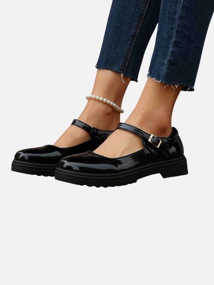 Claudine | Black Mary Jane with Buckle Strap