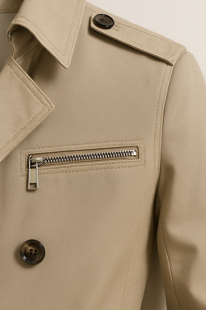 Maxence | Belted Trench Coat with Zipper Pocket