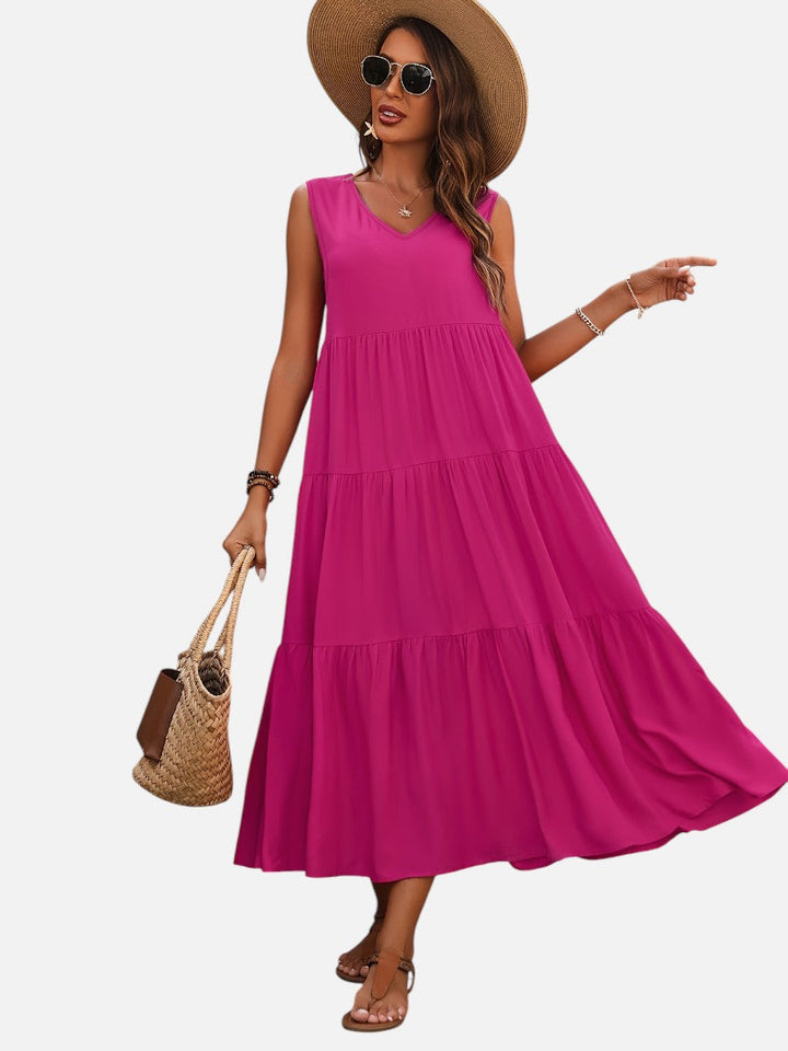 Aveline | Sleeveless Dress with Tiered Ruffle Cut
